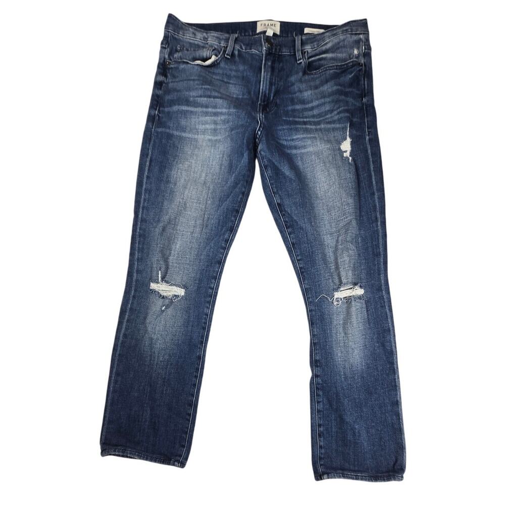 Frame Denim L' Homme Slim Men's Jeans Size 34 (34x28) Blue Cotton‎ Blend Classic